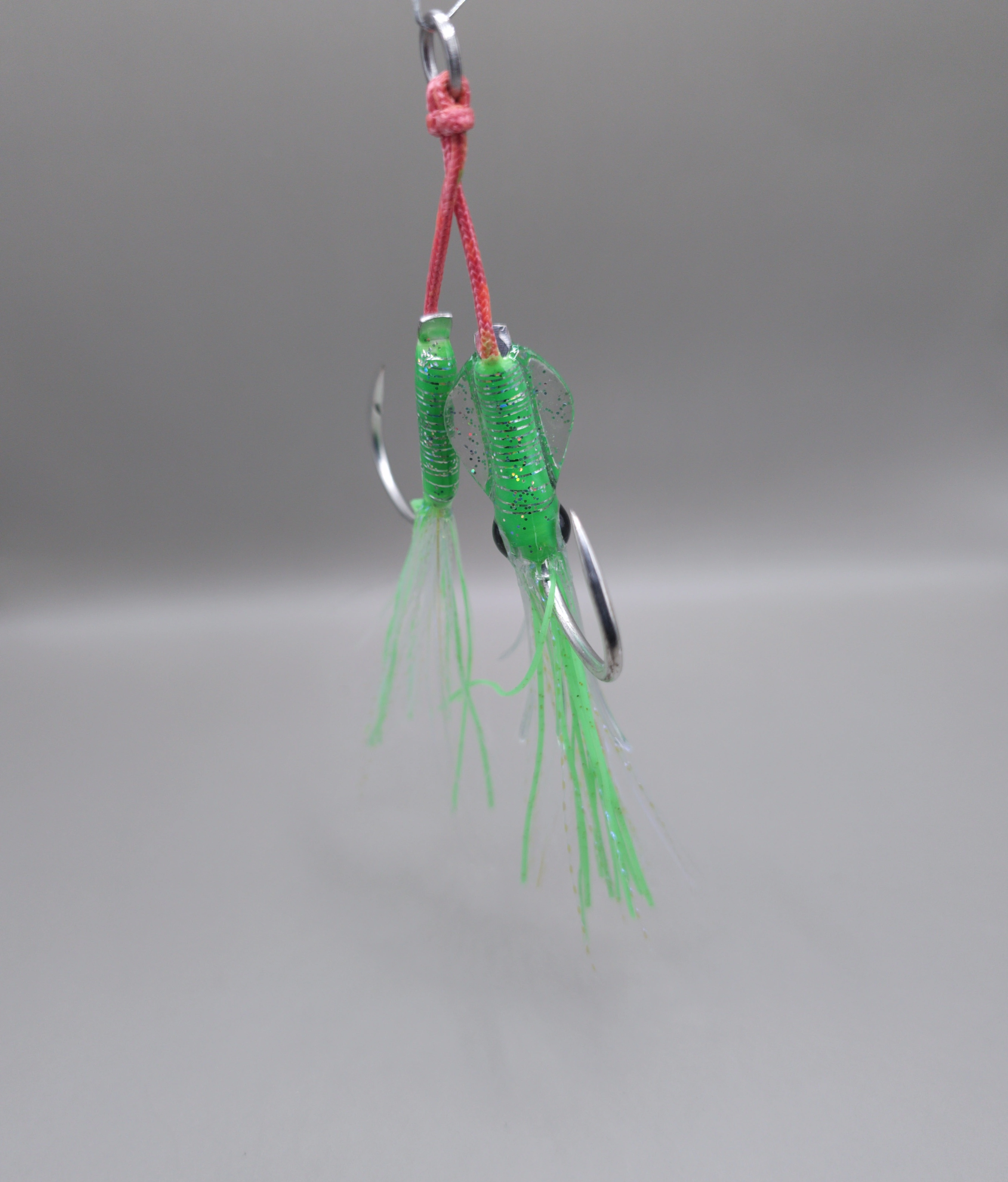 Double Assist Hooks — Pro Mini Squid Body Series — UV Green